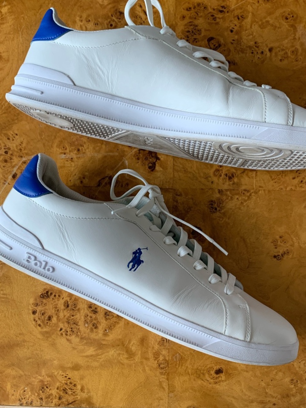 Polo Ralph Lauren Men’s White Leather Sneakers with Blue Pony